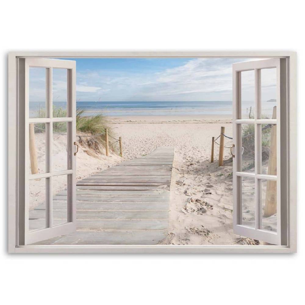 Kaeppel Leinwandbild, Fensterblick Strand Meer Landschaft Exklusive Angebote