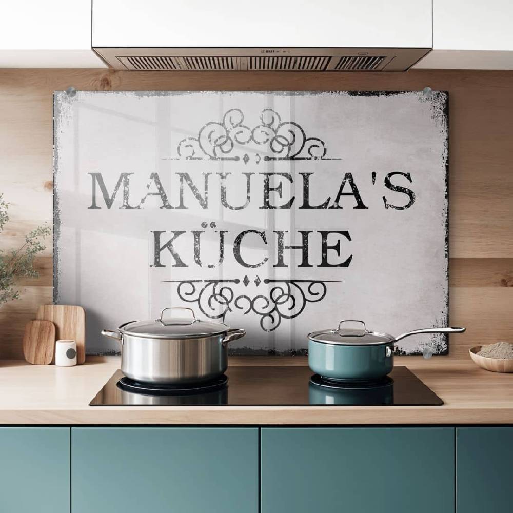 Kaeppel Spritzschutz + Wunschtext Shabby Küche