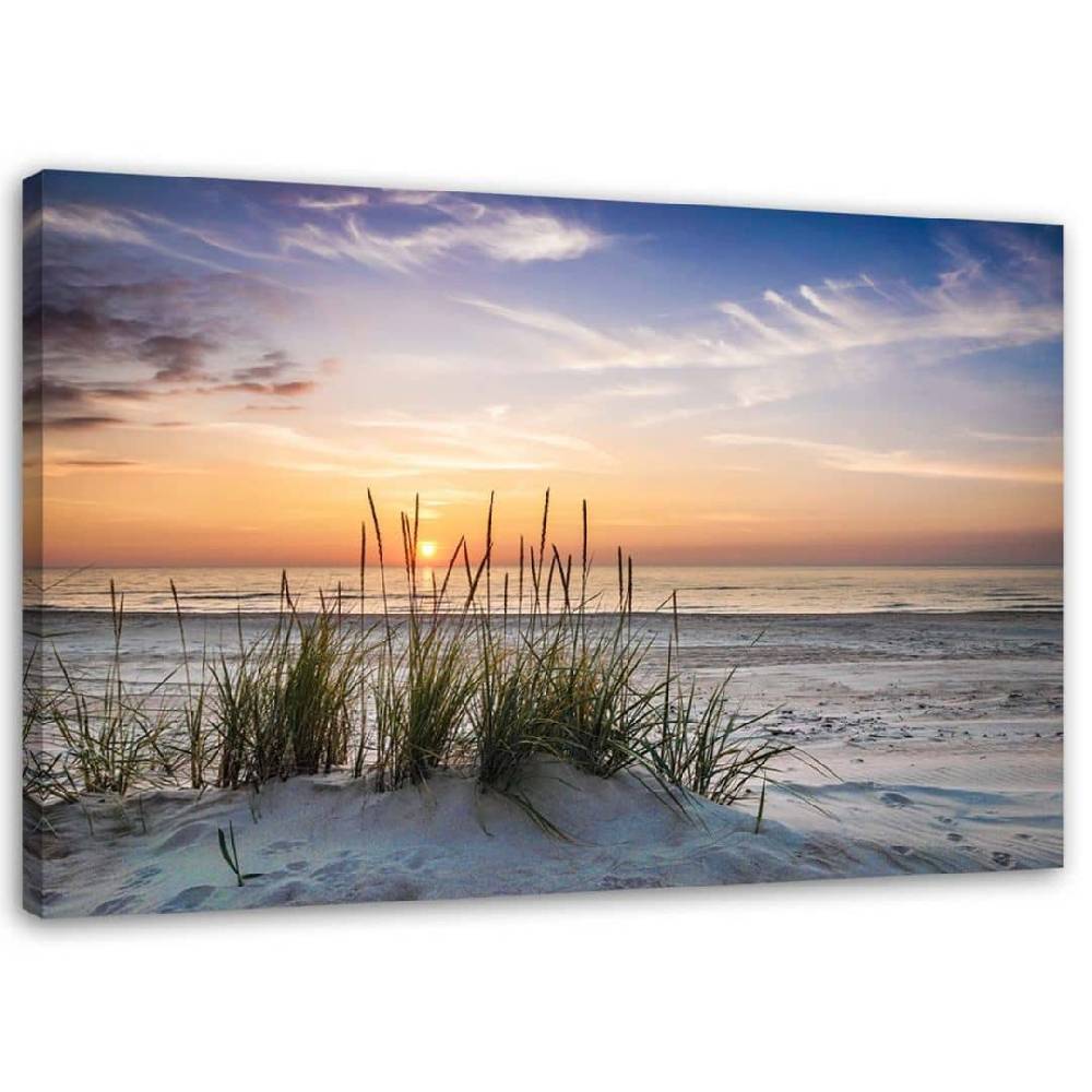 Kaeppel Leinwandbild, Sonnenuntergang am Strand