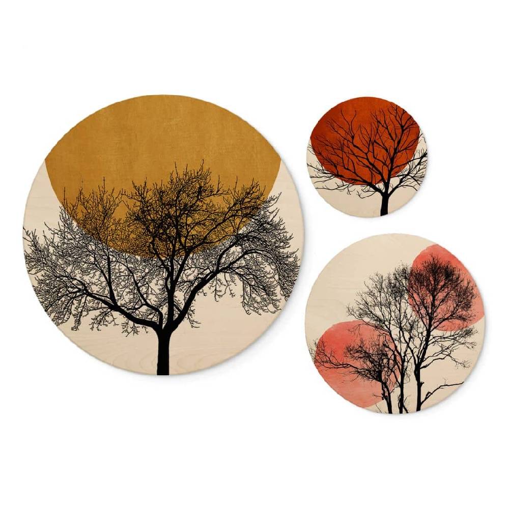 Kaeppel Holzbild Kubistika - Warmer Sonnenuntergang - rund (3-teilig) Tägliche Deals