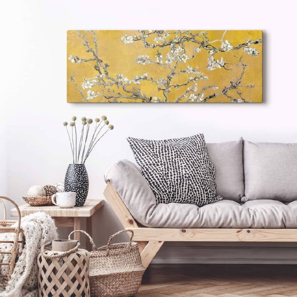 Kaeppel Leinwandbild van Gogh - Mandelblüte Ocker - Panorama zollfrei