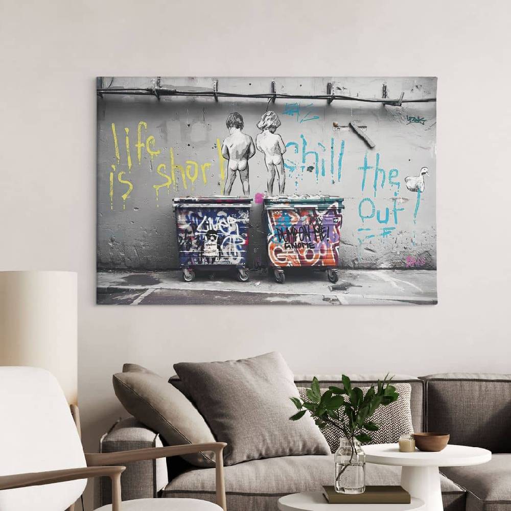 Kaeppel Leinwandbild Banksy - Life is short Kostenloser Versand