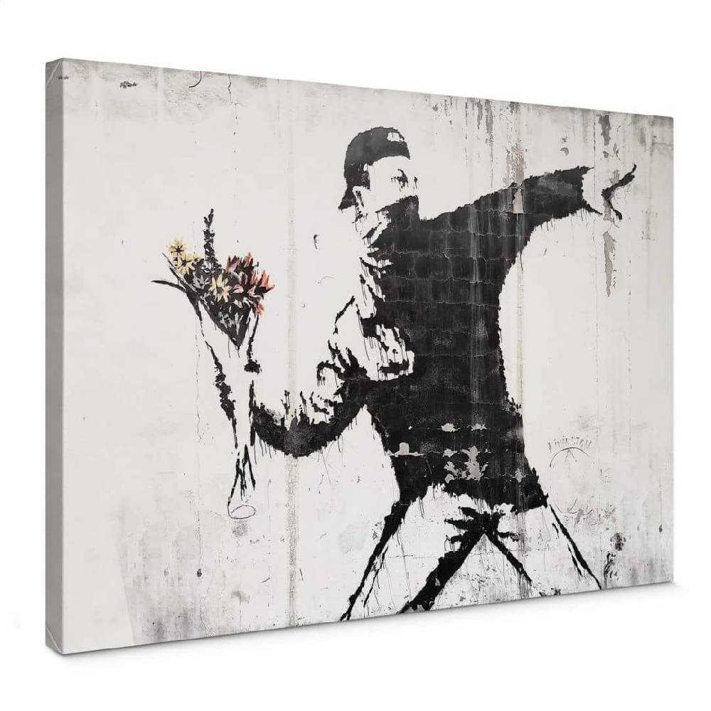 Kaeppel Leinwandbild Banksy - Der Blumenwerfer