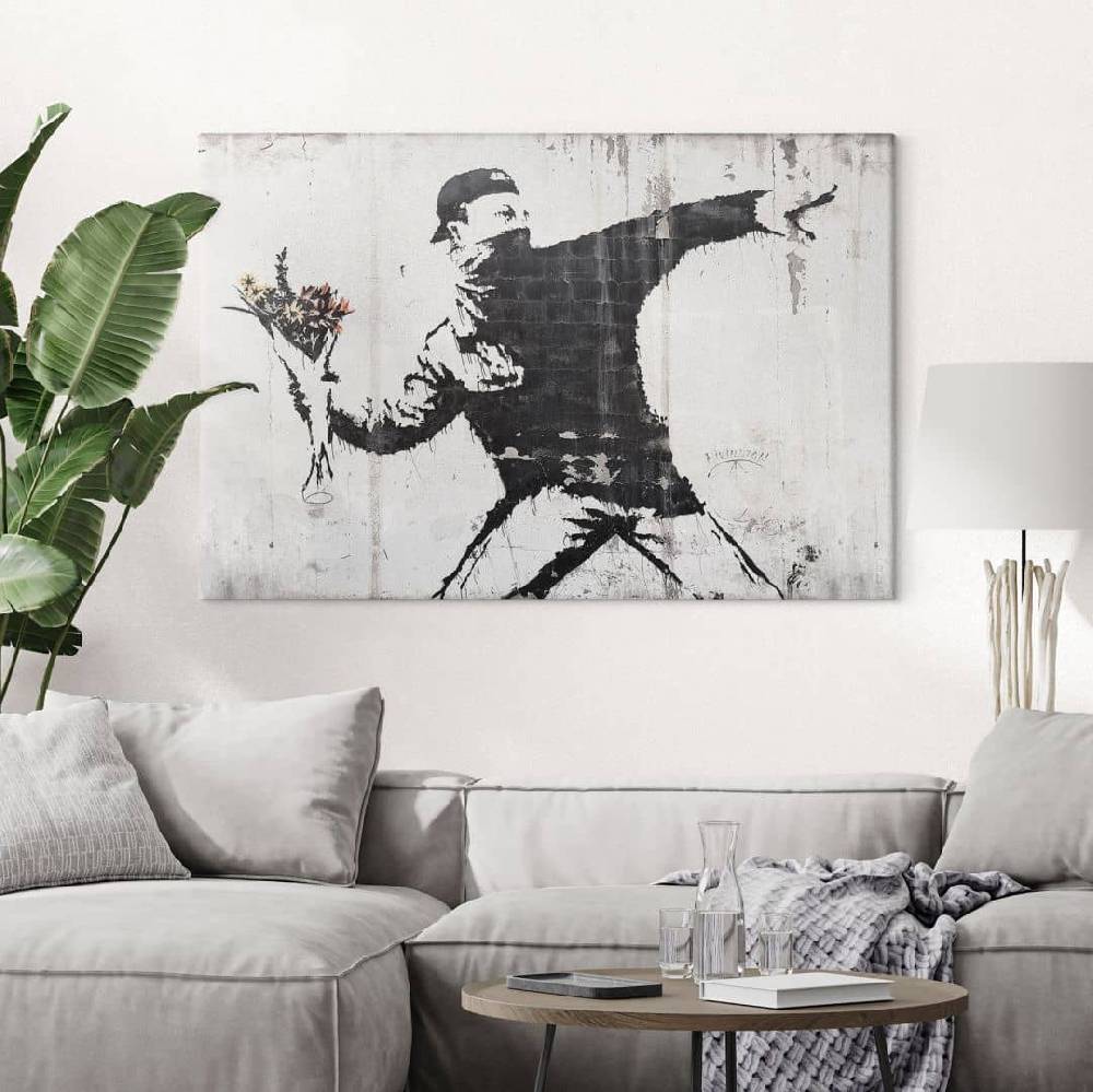 Kaeppel Leinwandbild Banksy - Der Blumenwerfer Limitierter Zeitrabatt