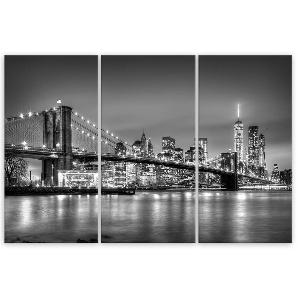 Kaeppel Leinwandbild 3-teilig, New York Brooklyn Bridge Schwarz Weiß Fabrik Onlineshop