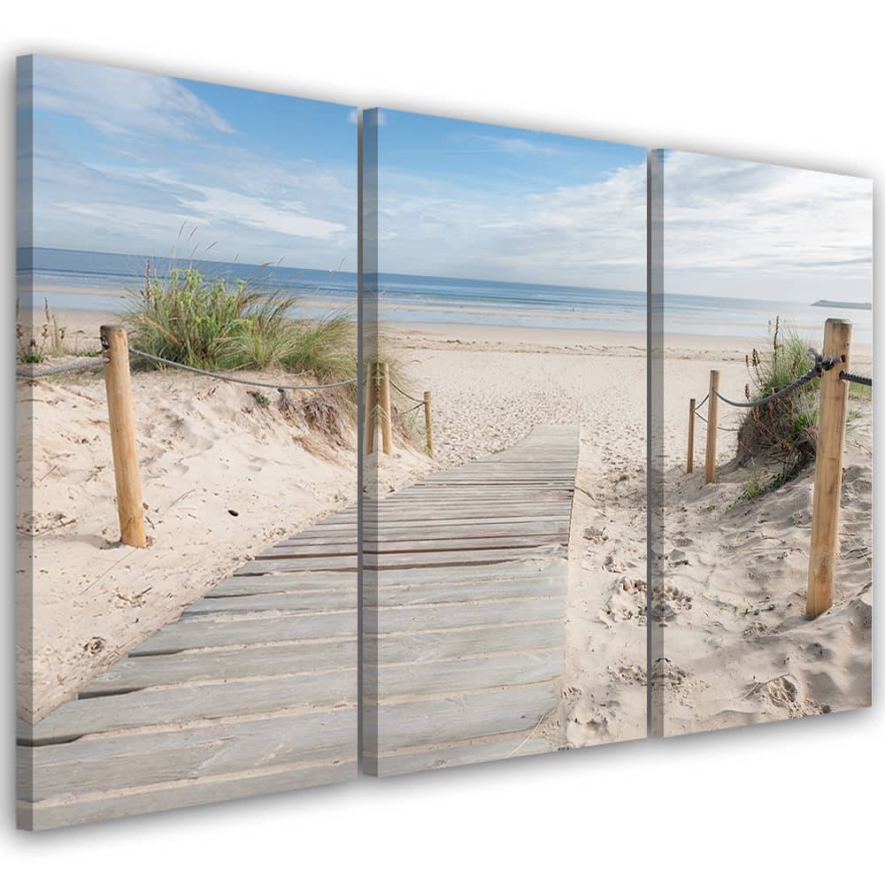 Kaeppel Leinwandbild 3-teilig, Strand Meer Sand Landschaft