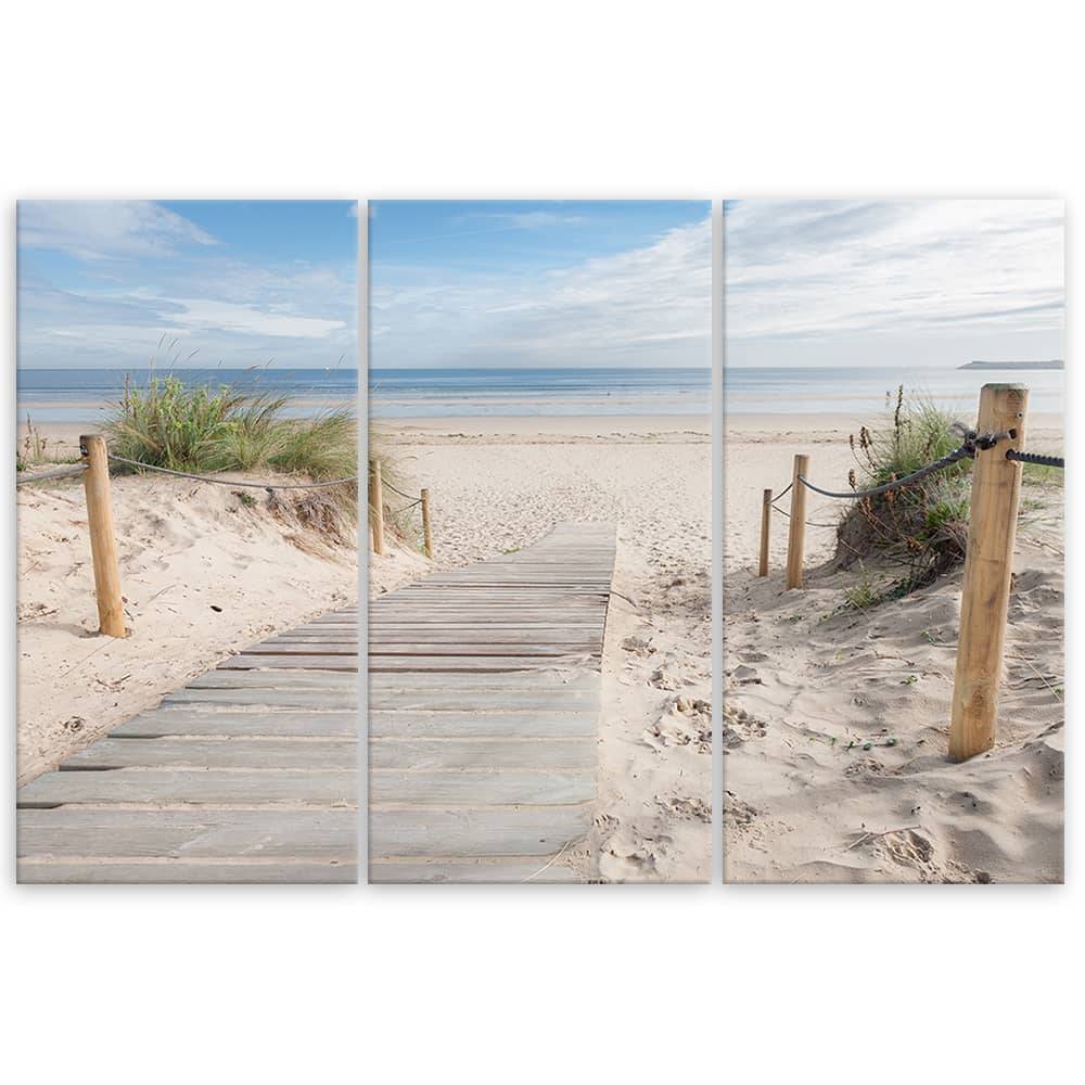Kaeppel Leinwandbild 3-teilig, Strand Meer Sand Landschaft Black Friday