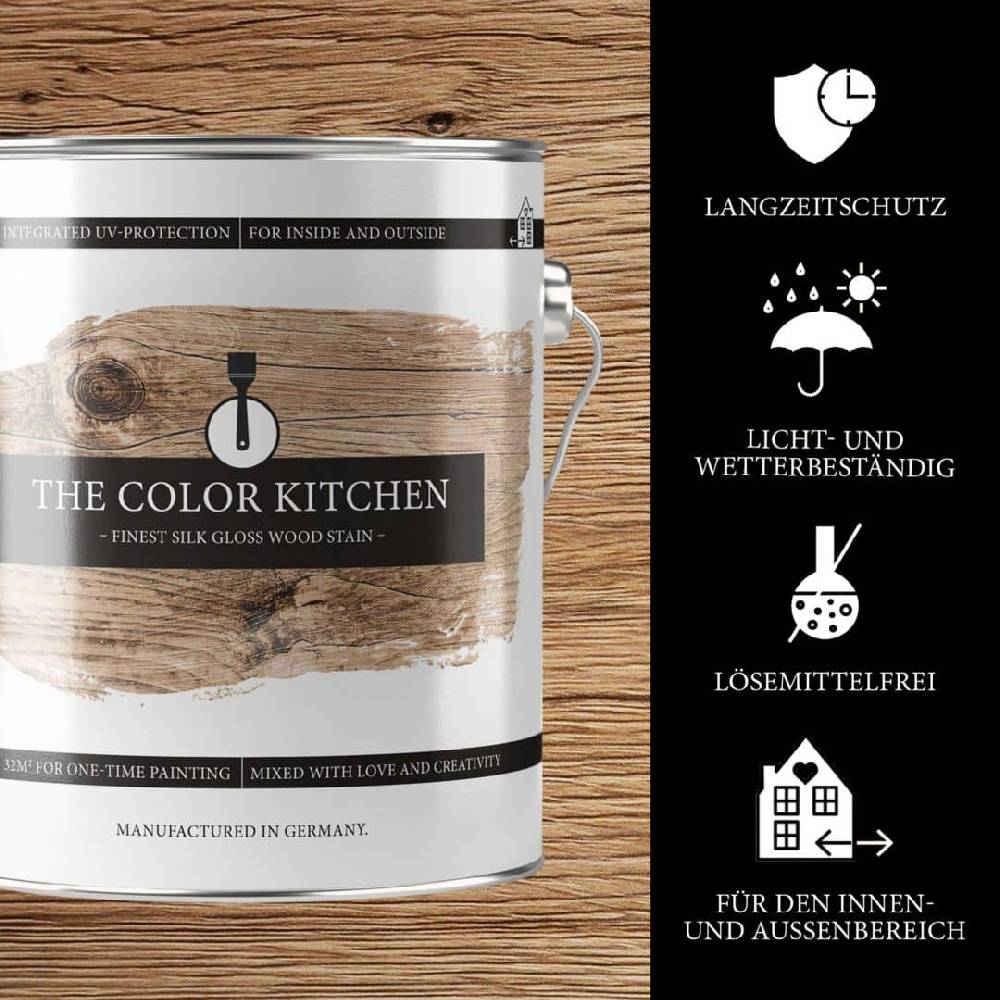 Kaeppel Holzlasur Eiche für den Innen- und Außenbereich - Seidenglänzend 2,5l - The Color Kitchen Bestseller