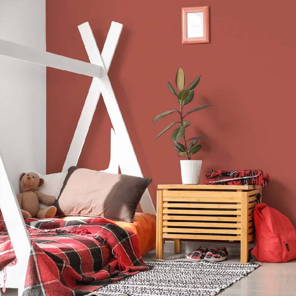Kaeppel Rot Wandfarbe seidenmatt I Simple Safron | leidenschaftlich und voller Energie | THE COLOR KITCHEN Clearance-Verkauf