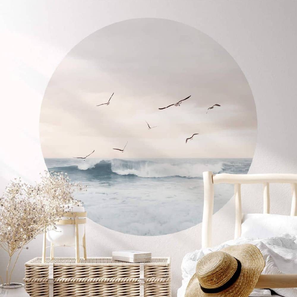 Kaeppel Wandtattoo Sisi & Seb - Magischer Abendhimmel am Meer - Rund