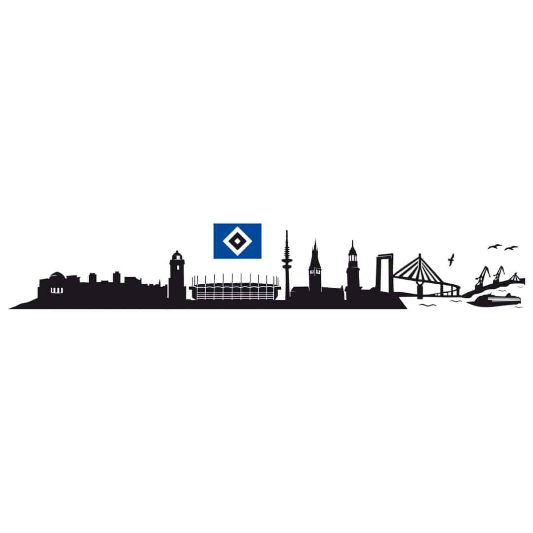 Kaeppel Wandtattoo HSV Skyline mit Logo farbig Letzte 3 Tage