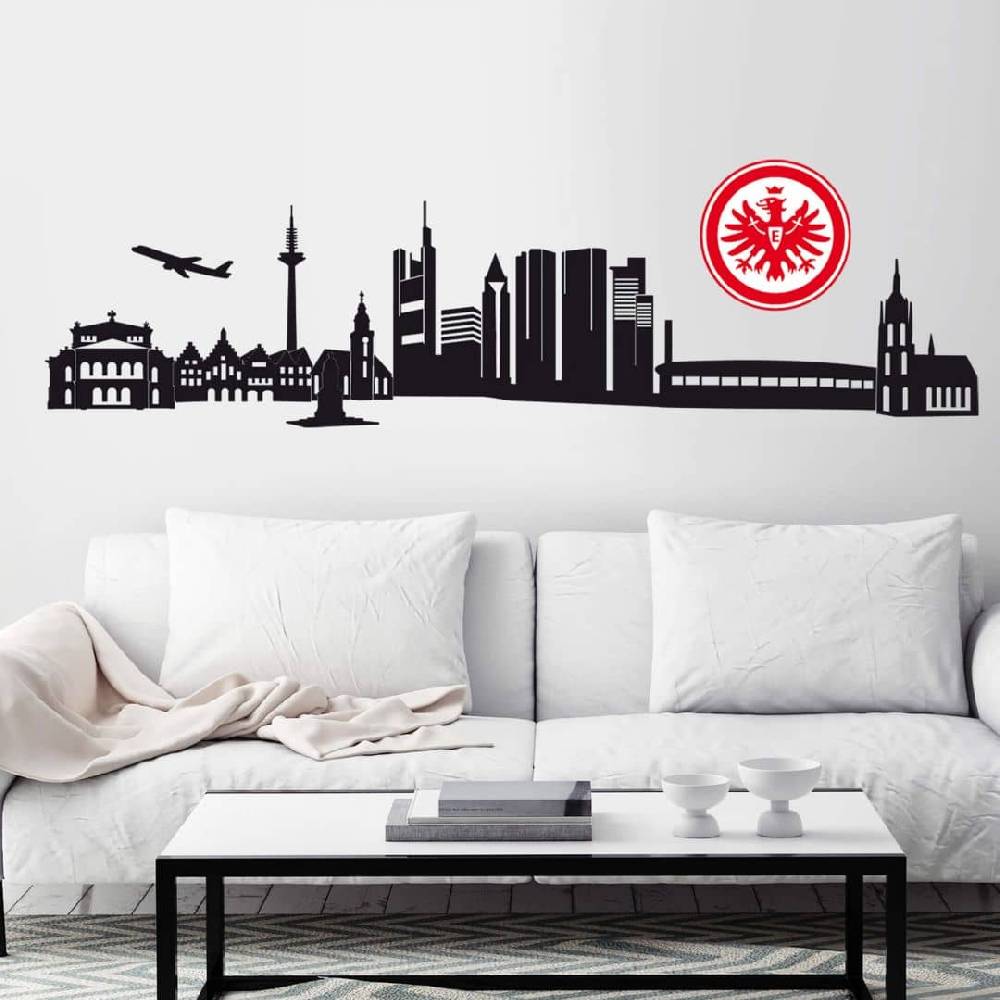 Kaeppel Wandtattoo Eintracht Frankfurt Skyline mit Logo farbig
