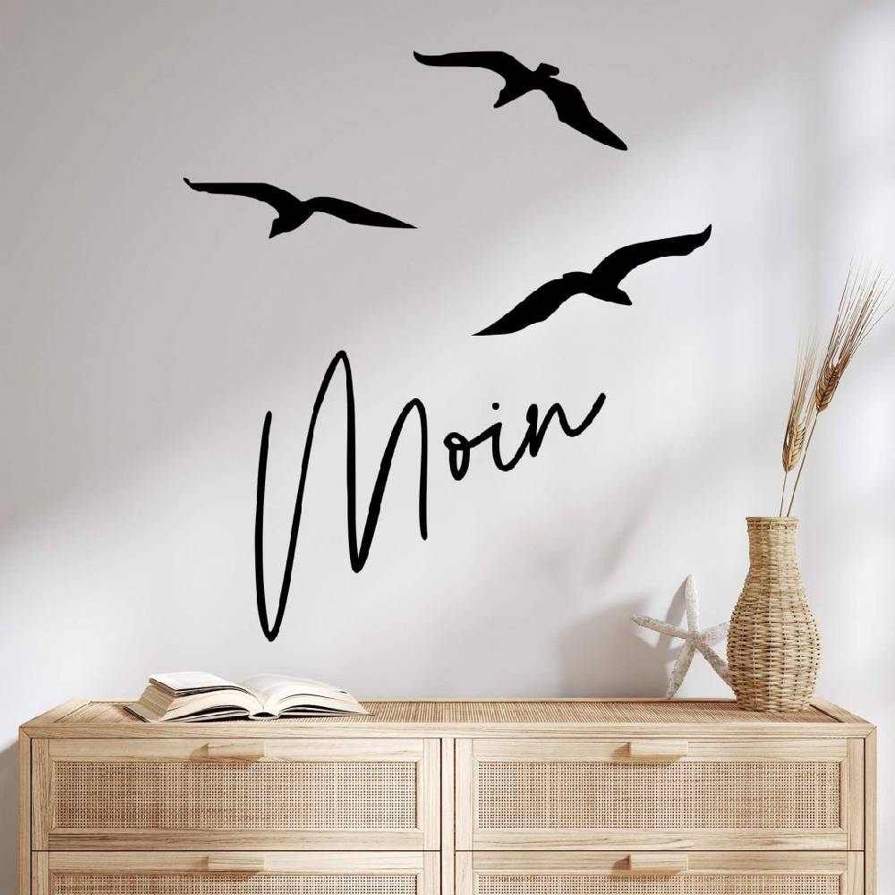 Kaeppel Spruch Wandtattoo Moin mit Möwen
