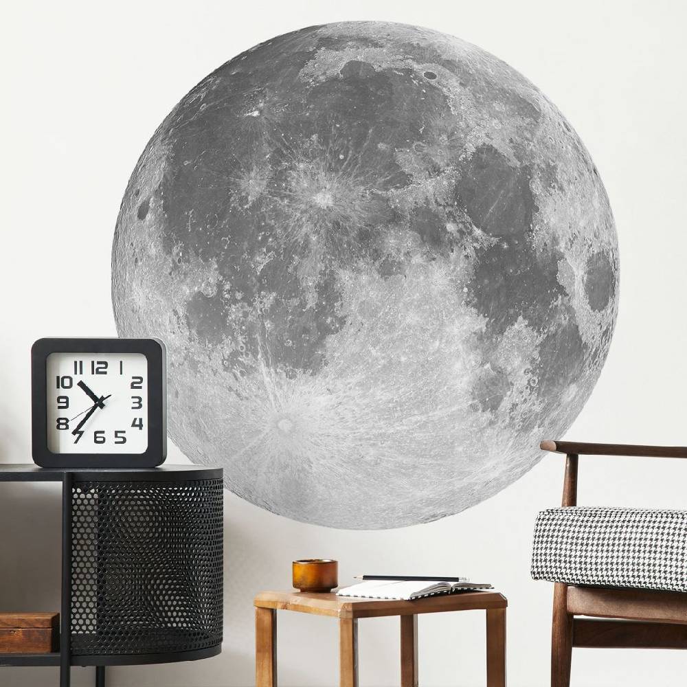 Kaeppel Wandtattoo Vollmond schwarz-weiß - Rund