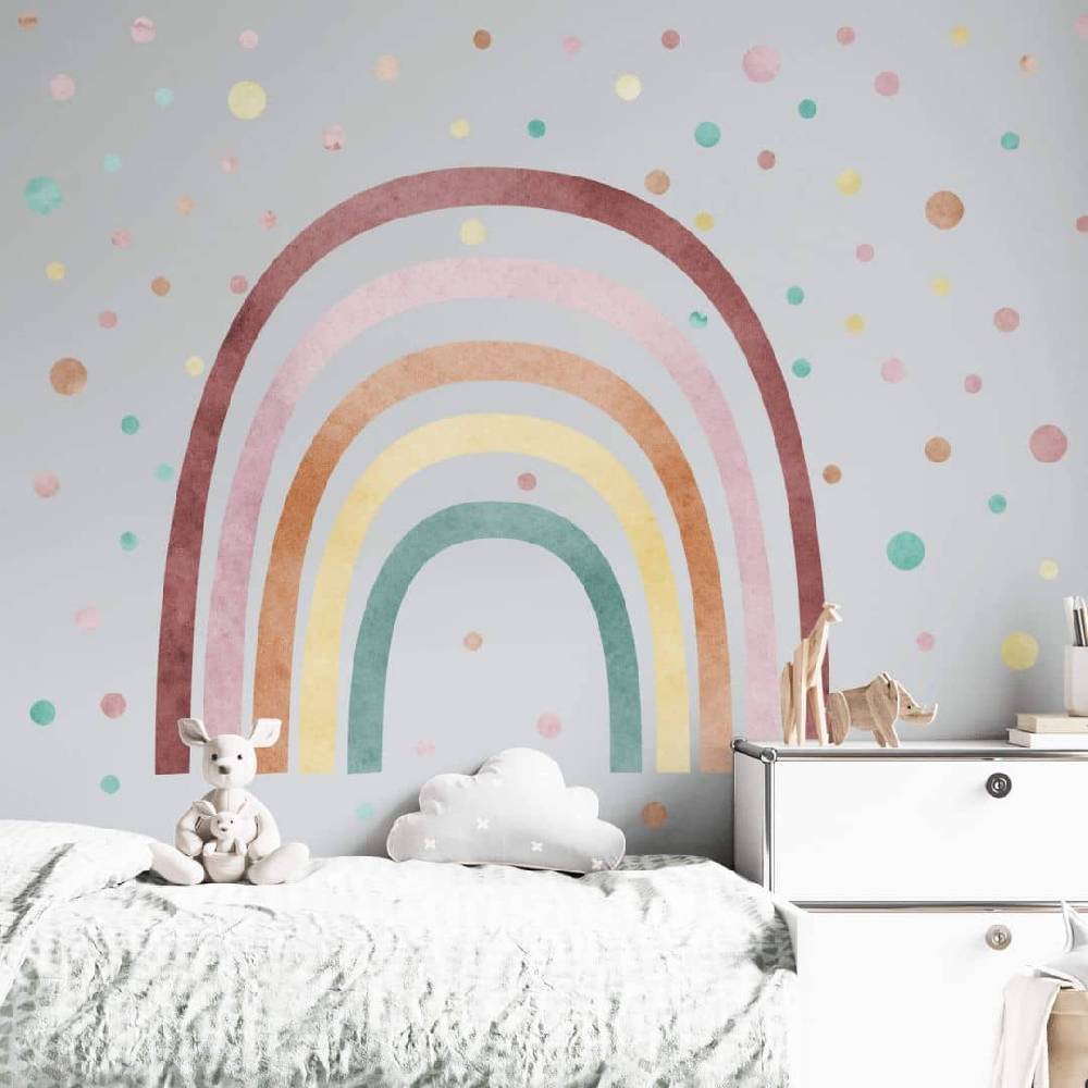 Kaeppel Kinderzimmer-Wandtattoo Regenbogen mit bunten Punkten - Set (79-teilig)