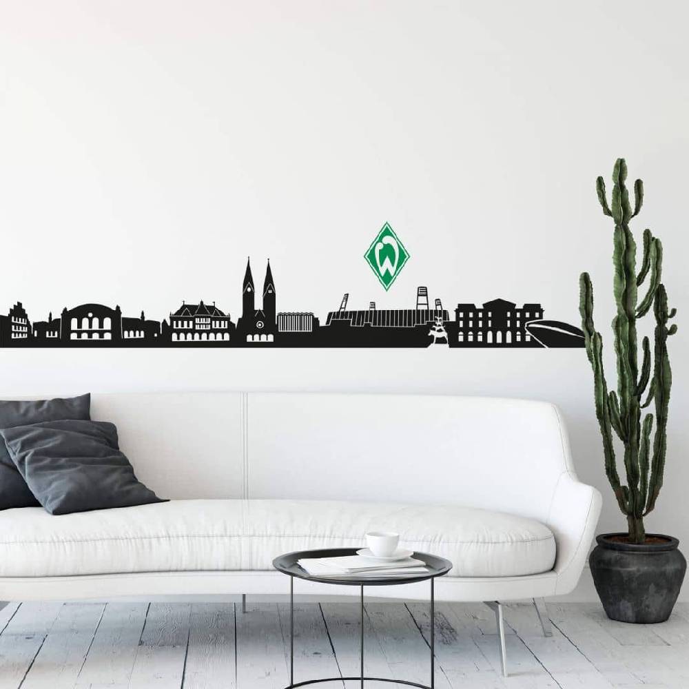 Kaeppel Wandtattoo Werder Bremen Skyline mit Logo farbig