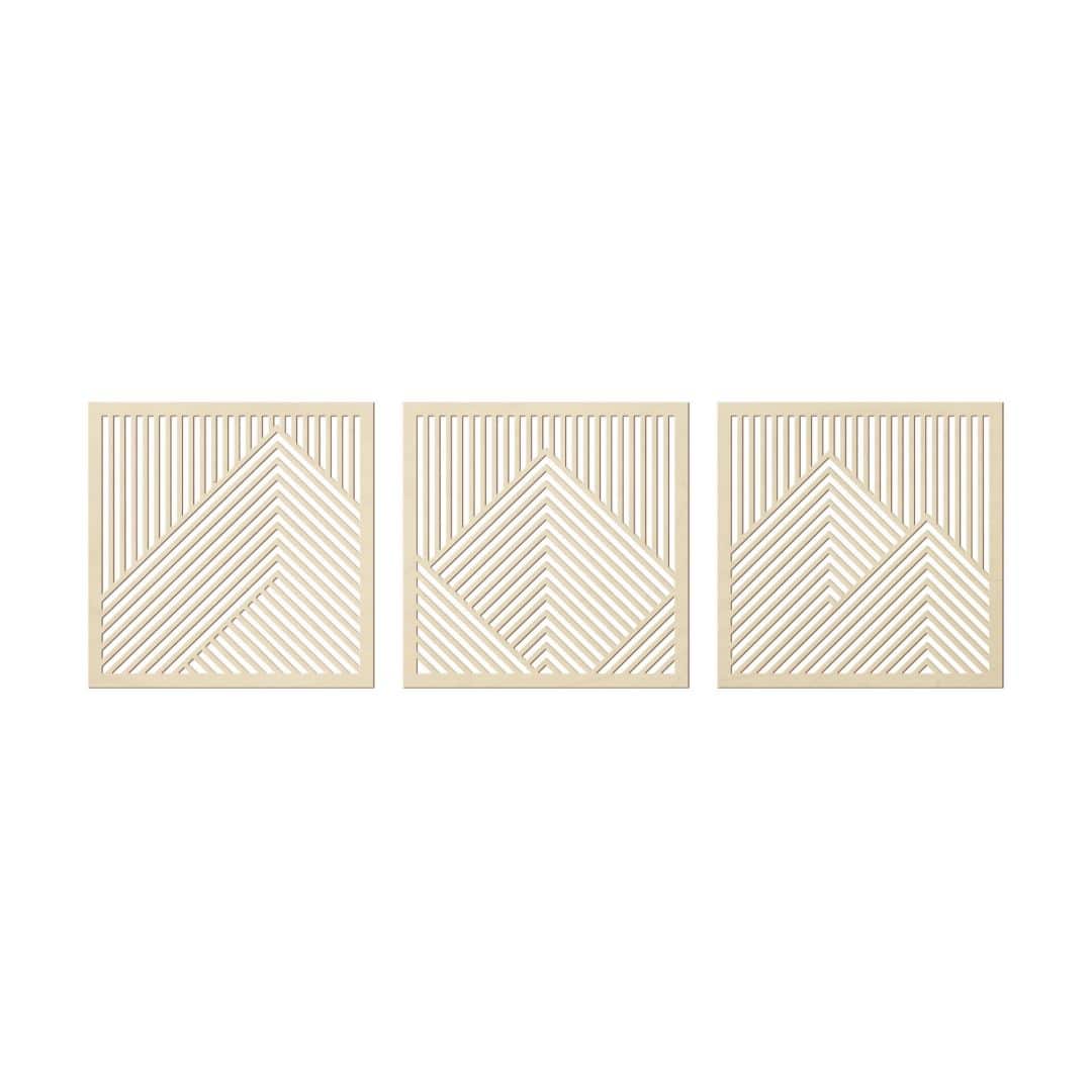 Kaeppel 3D Wanddeko Berg Landschaft Wandpaneele Holz Motiv geometrisch (3-teilig) - Pappelholz Letzte 3 Tage