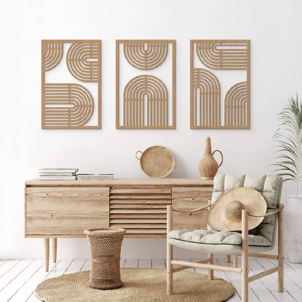 Kaeppel 3D Holz-Wandpaneele Regenbogen - geometrisch (3-teilig) - MDF Natur