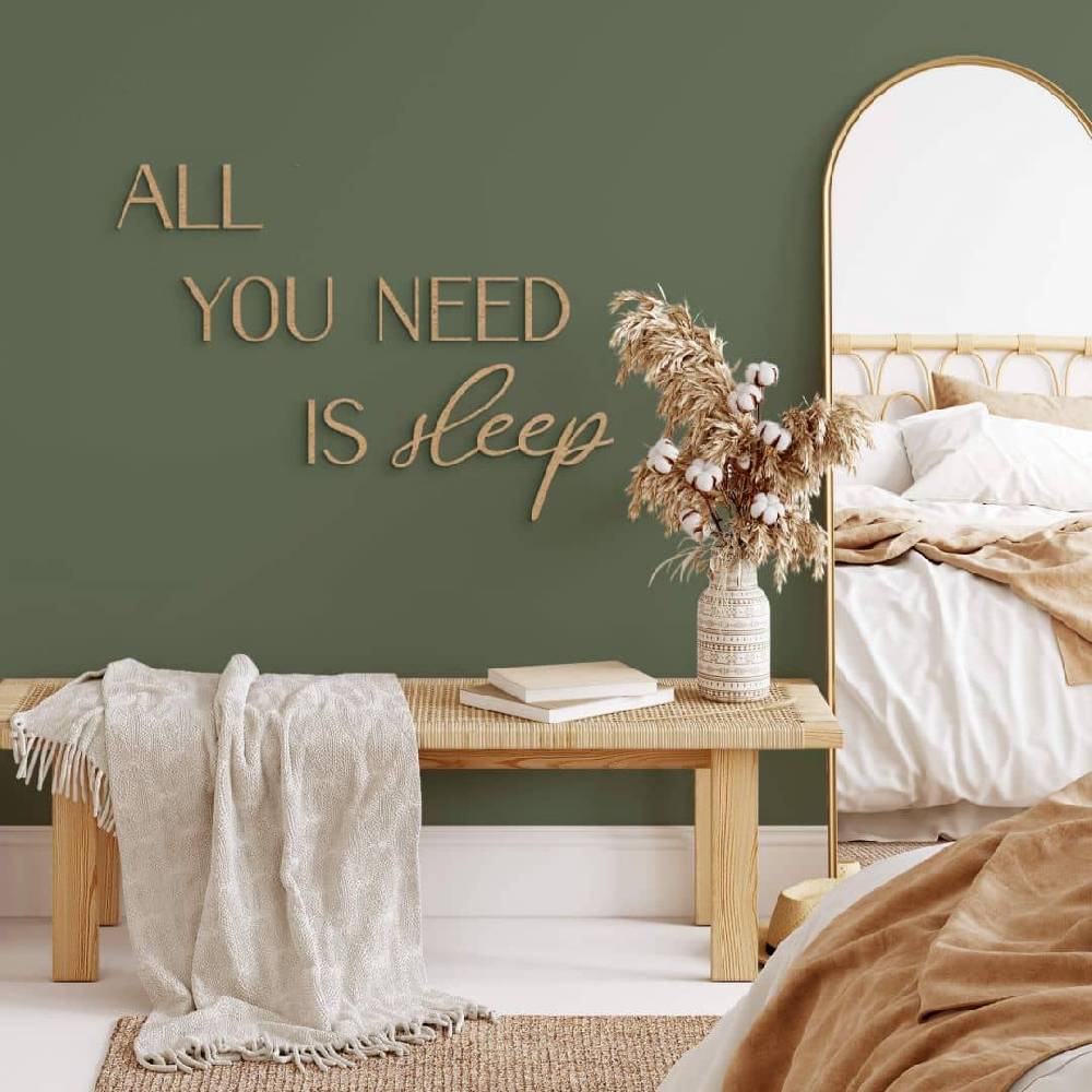 Kaeppel 3D Schriftzug Schlafzimmer - All you need is sleep - MDF Natur