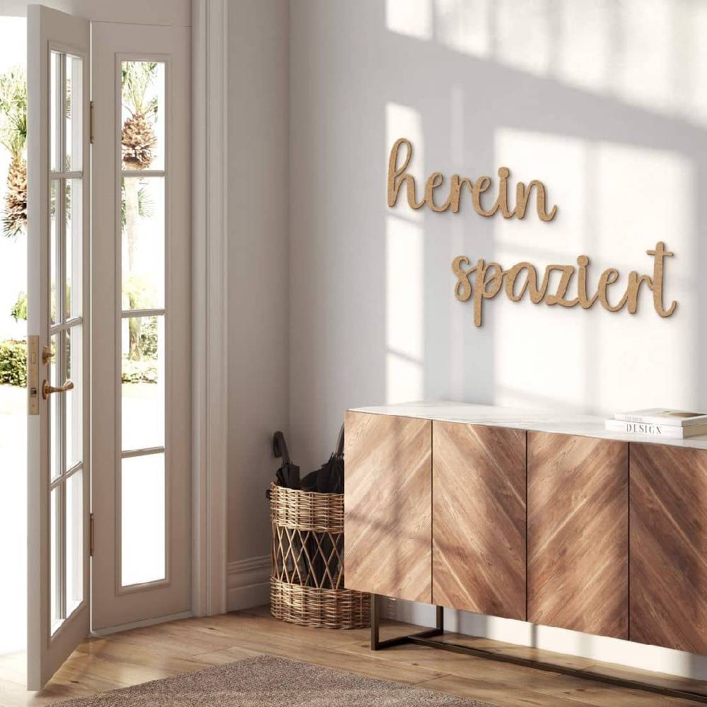 Kaeppel Holzdeko 3D-Schriftzug Hereinspaziert - MDF Natur