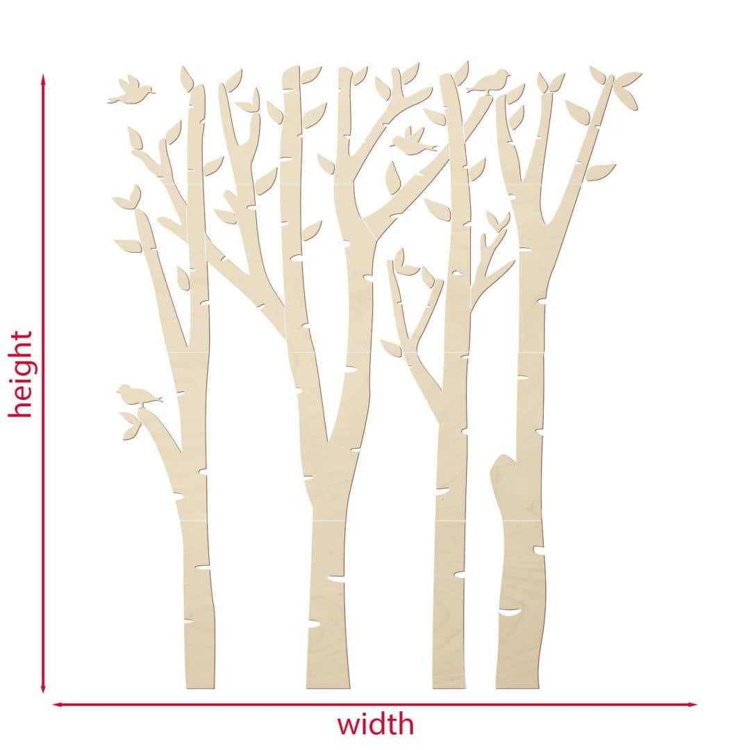 Kaeppel XXL Holz-Wandpaneel Birken-Baum - Wald mit Vögeln - Pappel Black Friday Preise