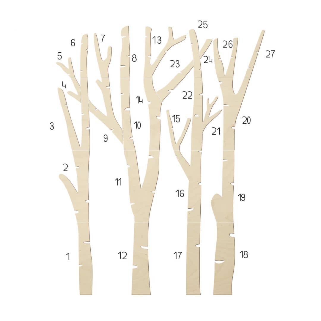 Kaeppel XXL Holz-Wandpaneel Birken-Baum - Wald mit Vögeln - Pappel Black Friday Preise