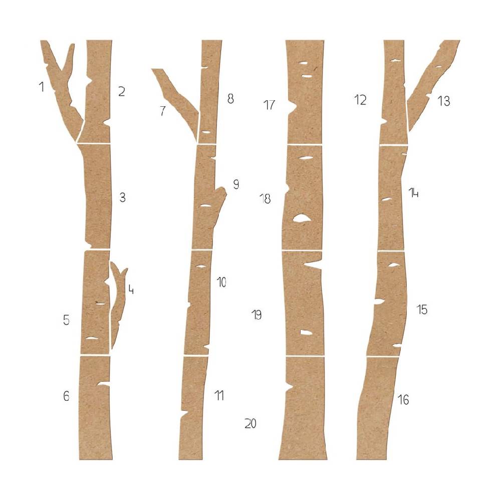 Kaeppel XXL Holz-Wandpaneel Baum Birke Wald (4-teilig) - MDF Natur Auslauf