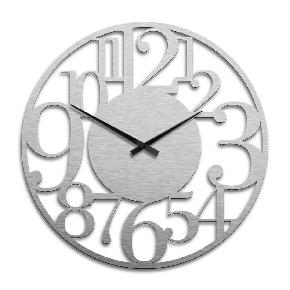 Kaeppel XXL Wanduhr Alu-Dibond-Silbereffekt - Modern - Ø 70 cm Kostenloser Versand
