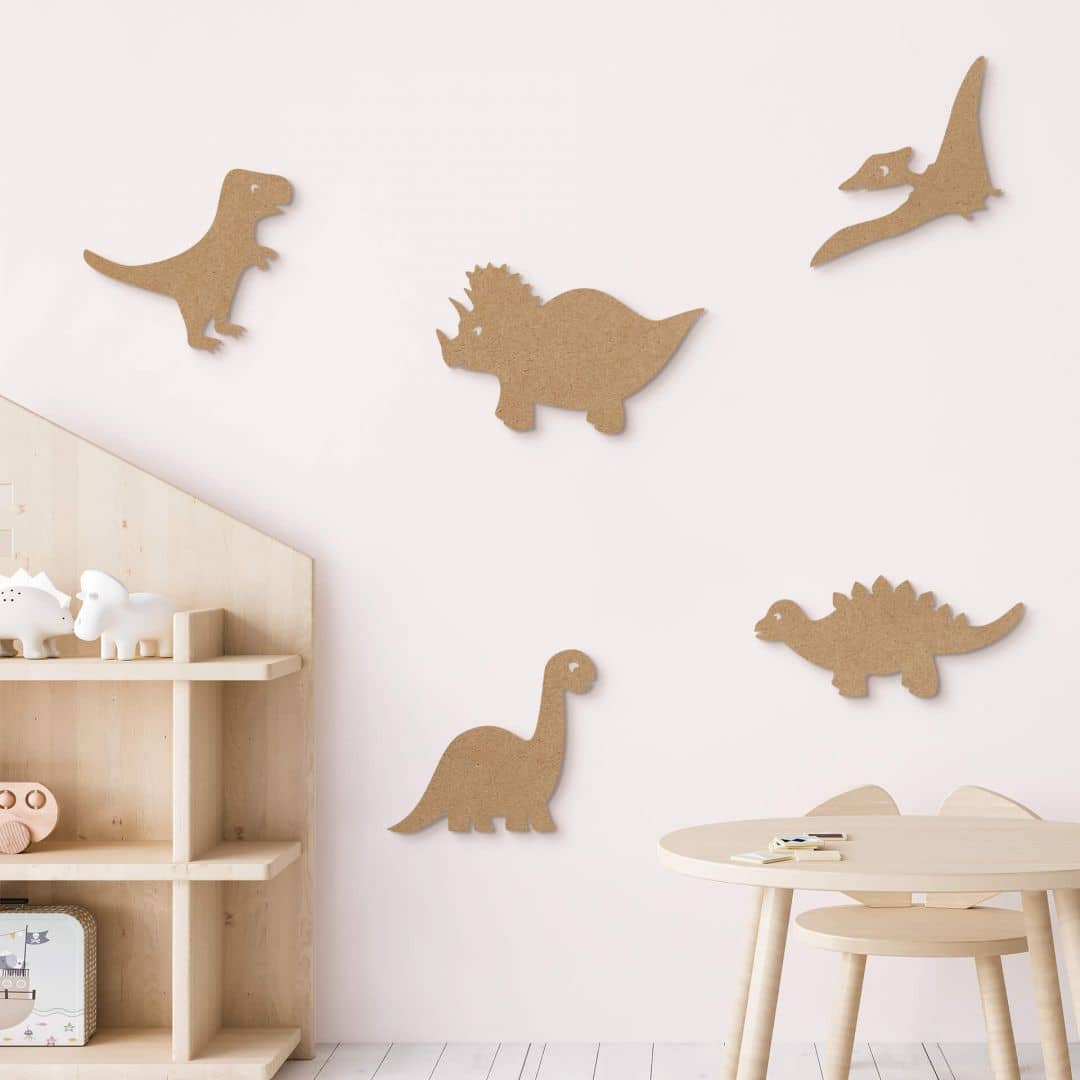 Kaeppel Holzdeko Kinderzimmer Dino-Set (5-teilig) - MDF Natur