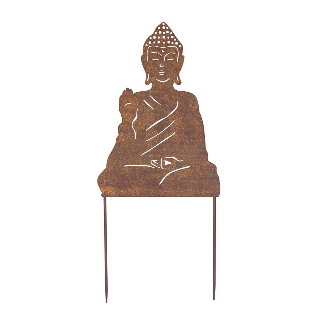 Kaeppel Buddha Gartenstecker Edelrost Optik Metallschild - 29x65x1 cm Valentinstagsangebot