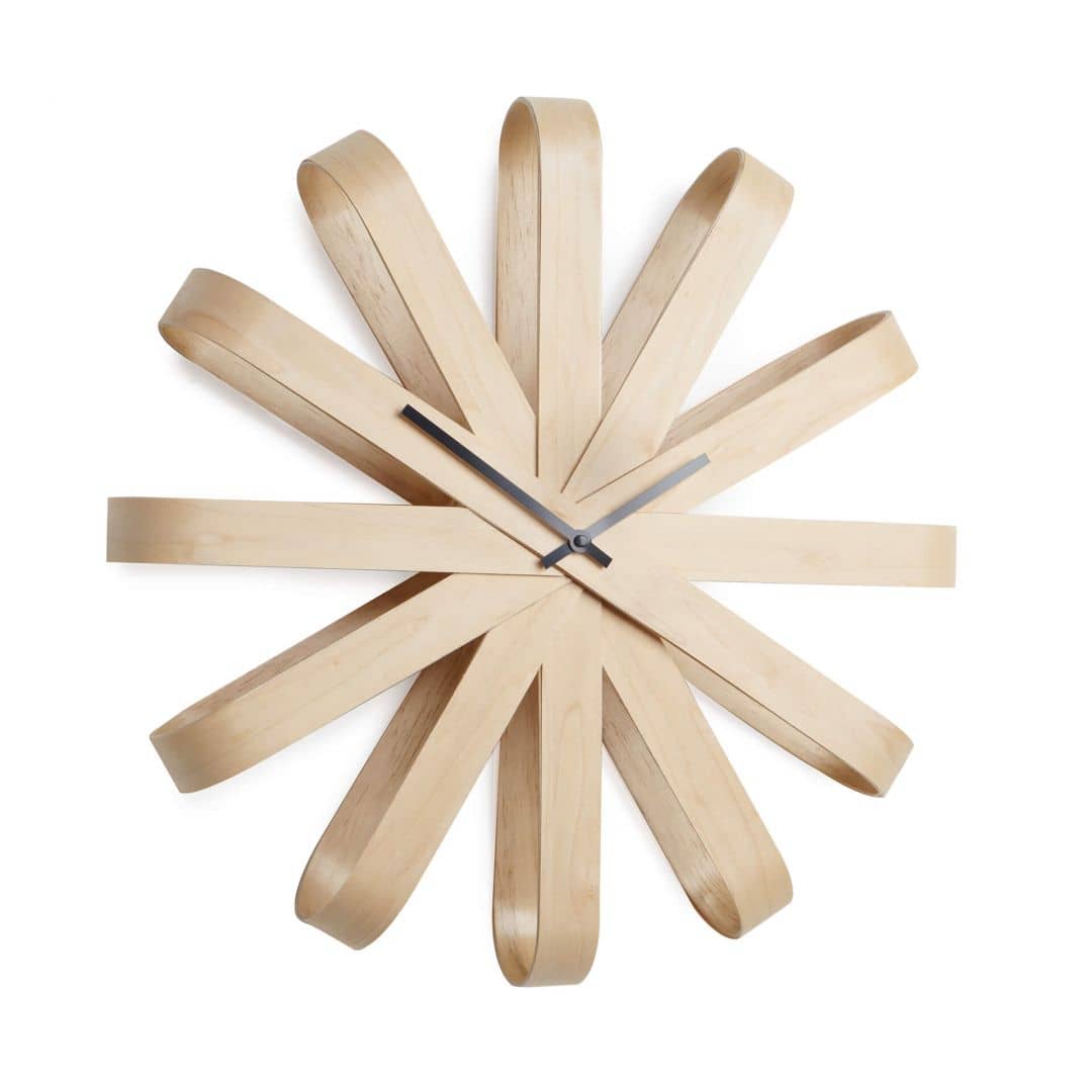 Kaeppel Wanduhr Ribbonwood aus Buchenholz, natur