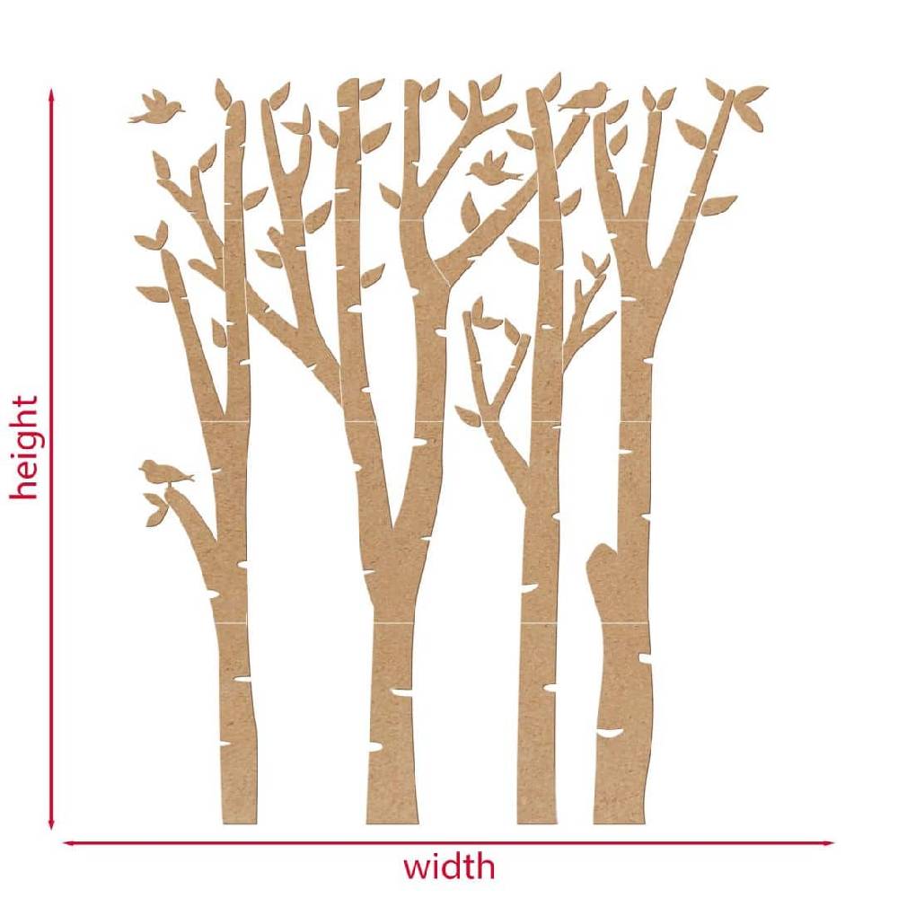 Kaeppel XXL Holz-Wandpaneel Birken-Baum - Wald mit Vögeln - MDF Natur Blitzangebot