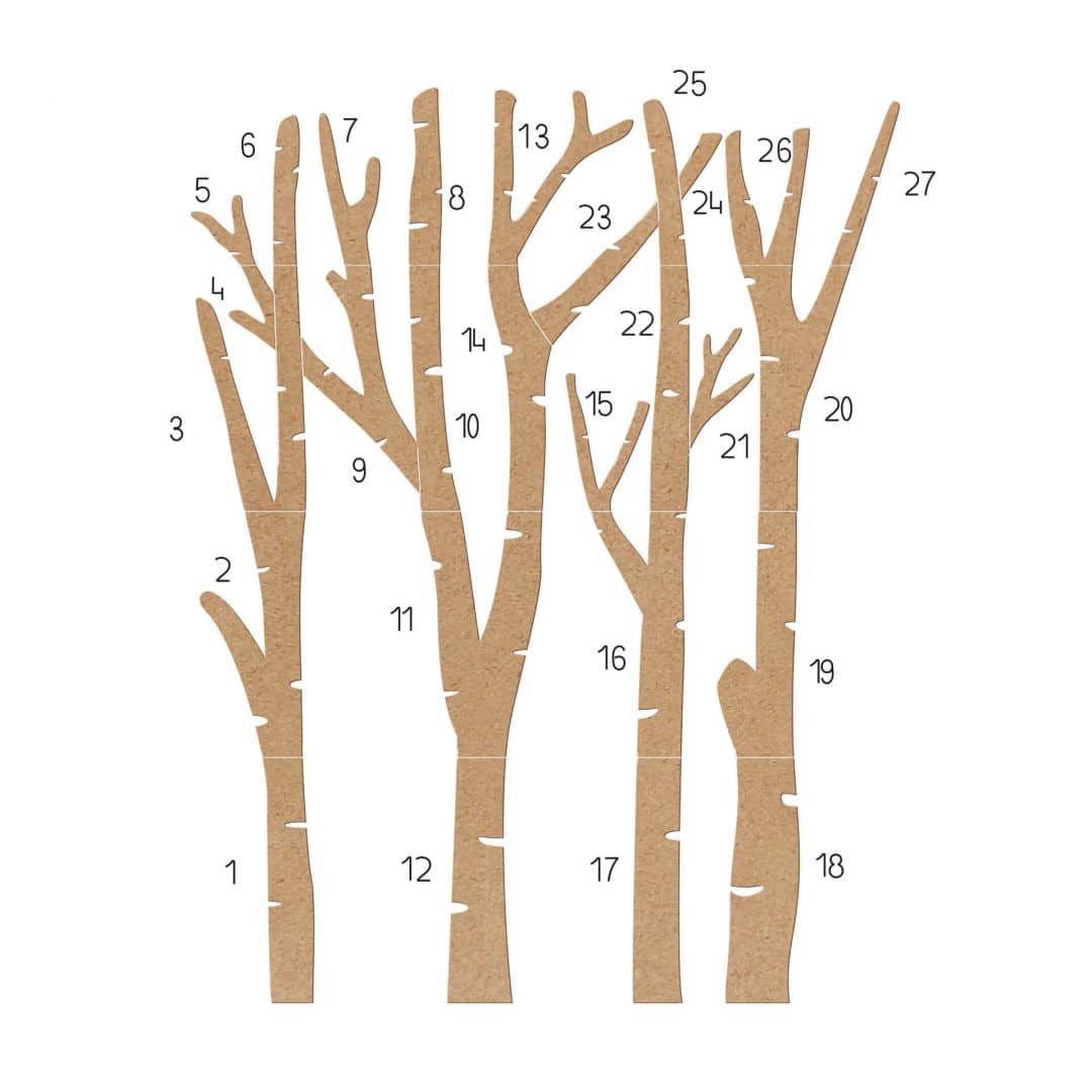Kaeppel XXL Holz-Wandpaneel Birken-Baum - Wald mit Vögeln - MDF Natur Blitzangebot