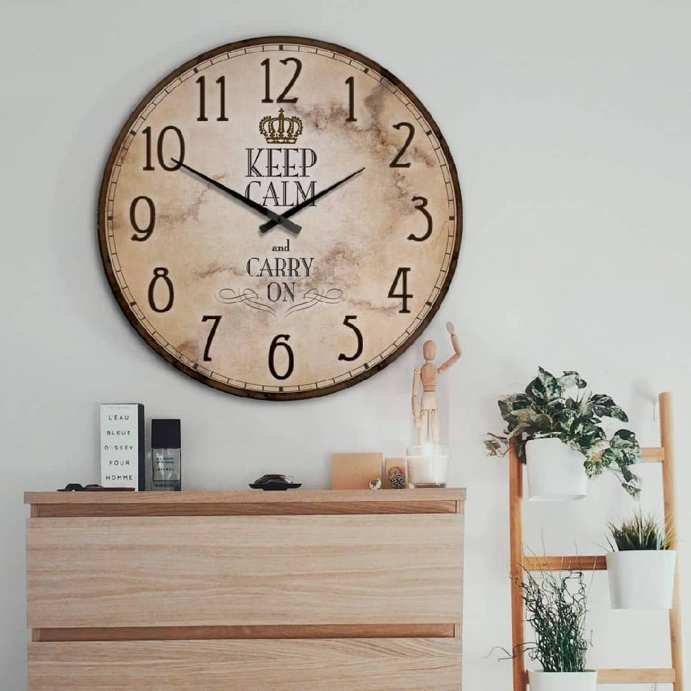 Kaeppel XXL Wanduhr - Keep Calm and Carry on - Ruhe Bewahren - Ø 70 cm