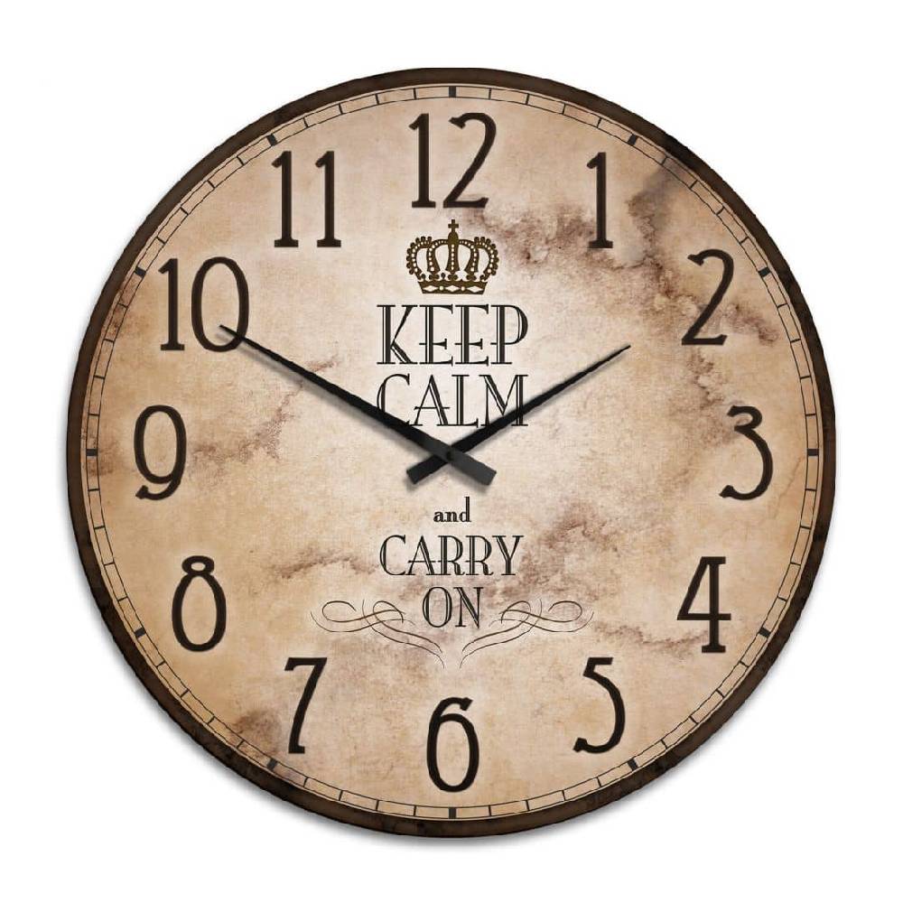 Kaeppel XXL Wanduhr - Keep Calm and Carry on - Ruhe Bewahren - Ø 70 cm Saisonale Angebote