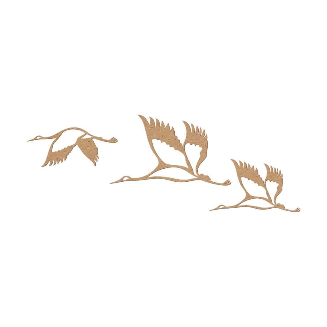 Kaeppel Holzdeko Kraniche Vogelschwarm 02 - MDF Natur (3-teilig) Super Sparpreis