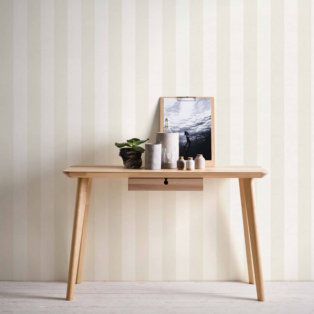 Kaeppel Streifentapete weiß beige - Vliestapete Kunst A.S. Création - matt und leicht strukturiert