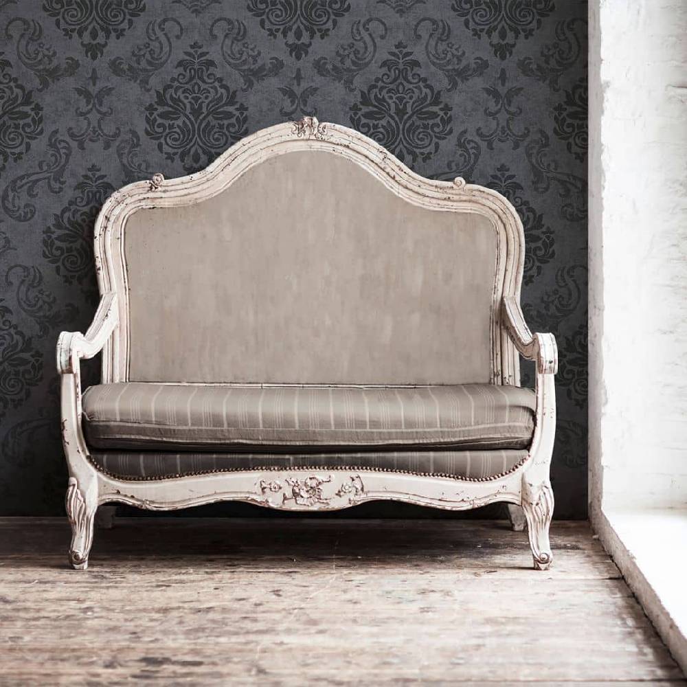 Kaeppel A.S. Création Vliestapete Memory Barocktapete mit Ornamenten Glitzereffekt grau, metallic, schwarz Auslauf