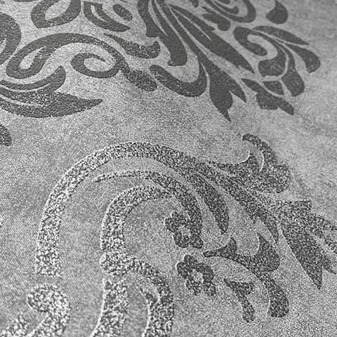 Kaeppel A.S. Création Vliestapete Memory Barocktapete mit Ornamenten Glitzereffekt grau, metallic, schwarz Auslauf