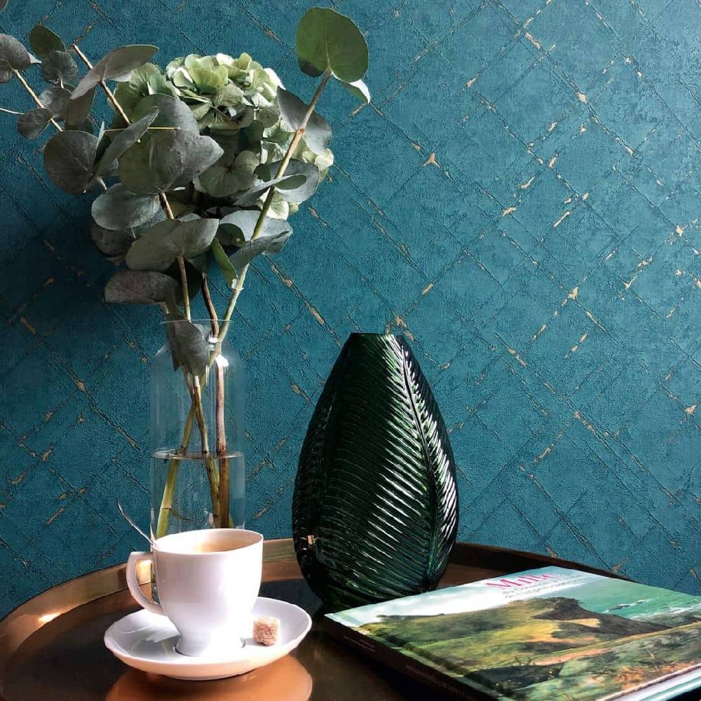 Kaeppel Vliestapete Vintage Tapete blau, metallic - Private Walls Emotion