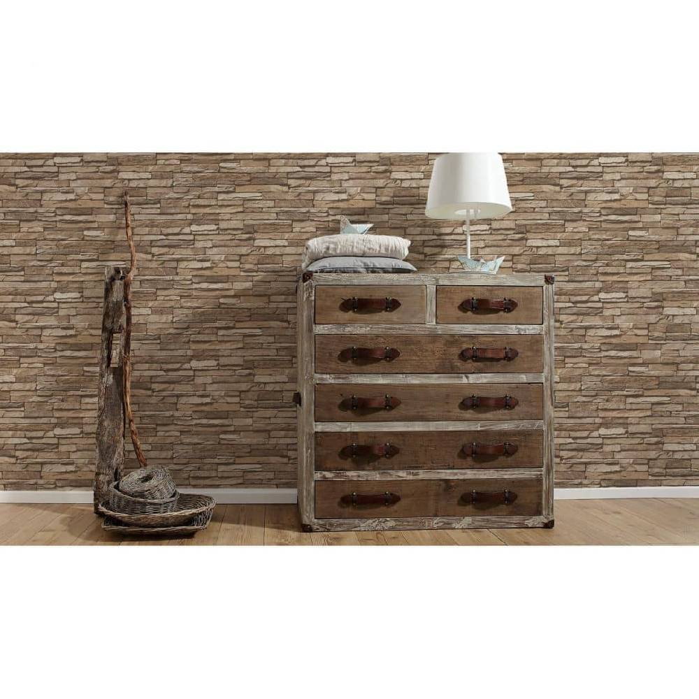 Kaeppel A.S. Création Vliestapete Wood and Stone Tapete in Steinoptik Naturstein beige, braun Günstiger Verkauf