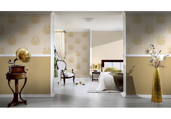 Kaeppel Architects Paper Vliestapete Nobile Barocktapete mit Ornamenten creme, metallic Zeitlich begrenztes Angebot