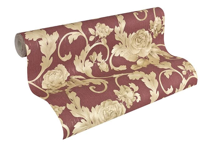 Kaeppel Architects Paper Vliestapete Nobile Barocktapete mit Ornamenten metallic, rot