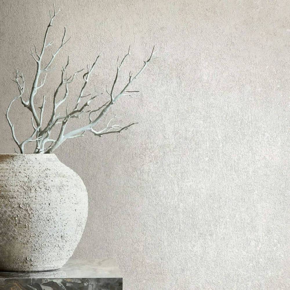 Kaeppel Vliestapete in leicht glänzender Betonoptik beige Uni
