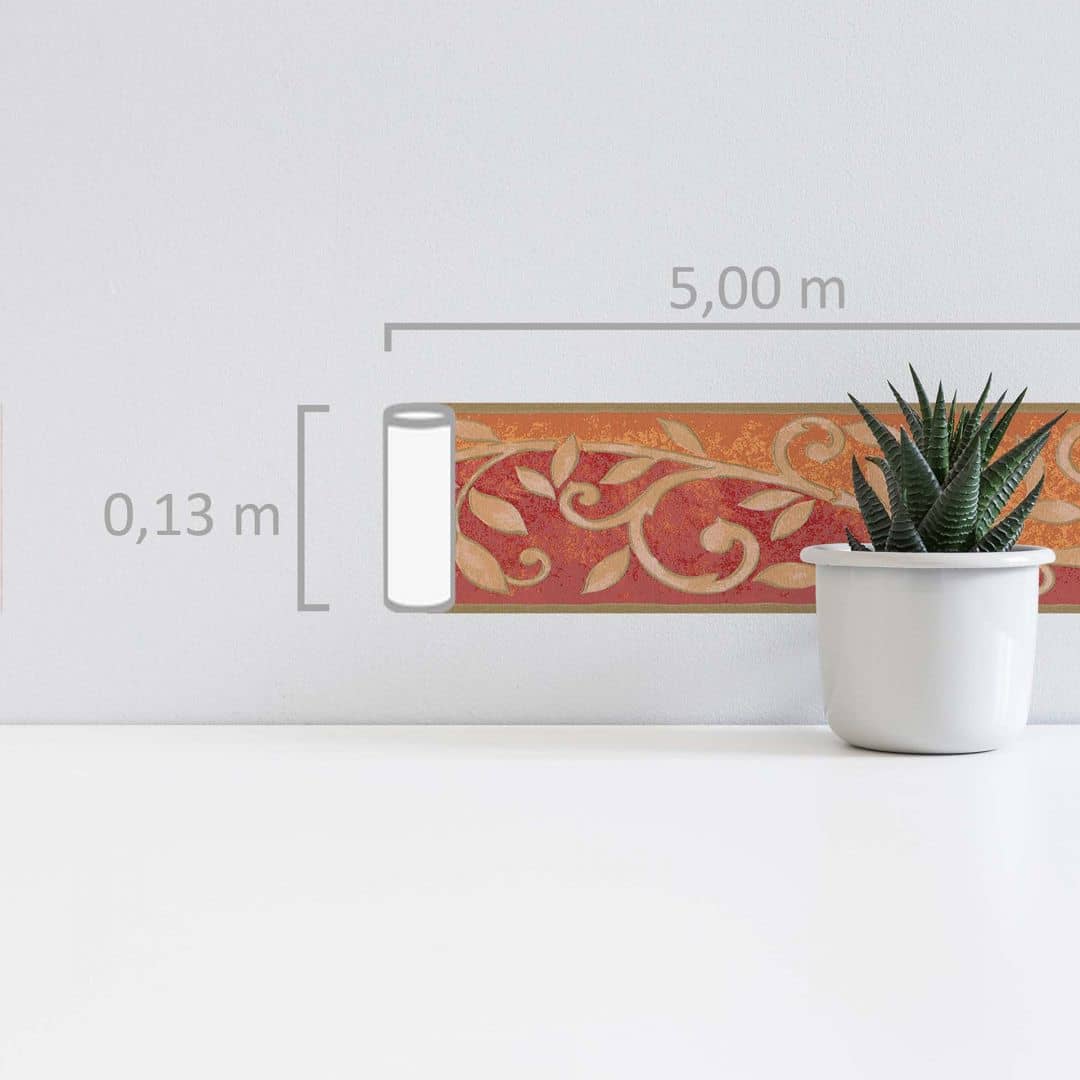 Kaeppel Bordüre Vintage Blätter Ranken Borte floral Terrakotta Orange Rot Bis zu 50% Rabatt