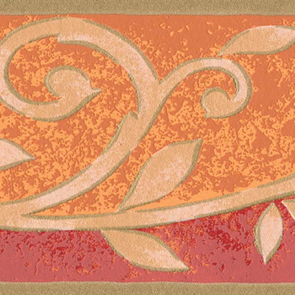 Kaeppel Bordüre Vintage Blätter Ranken Borte floral Terrakotta Orange Rot Bis zu 50% Rabatt
