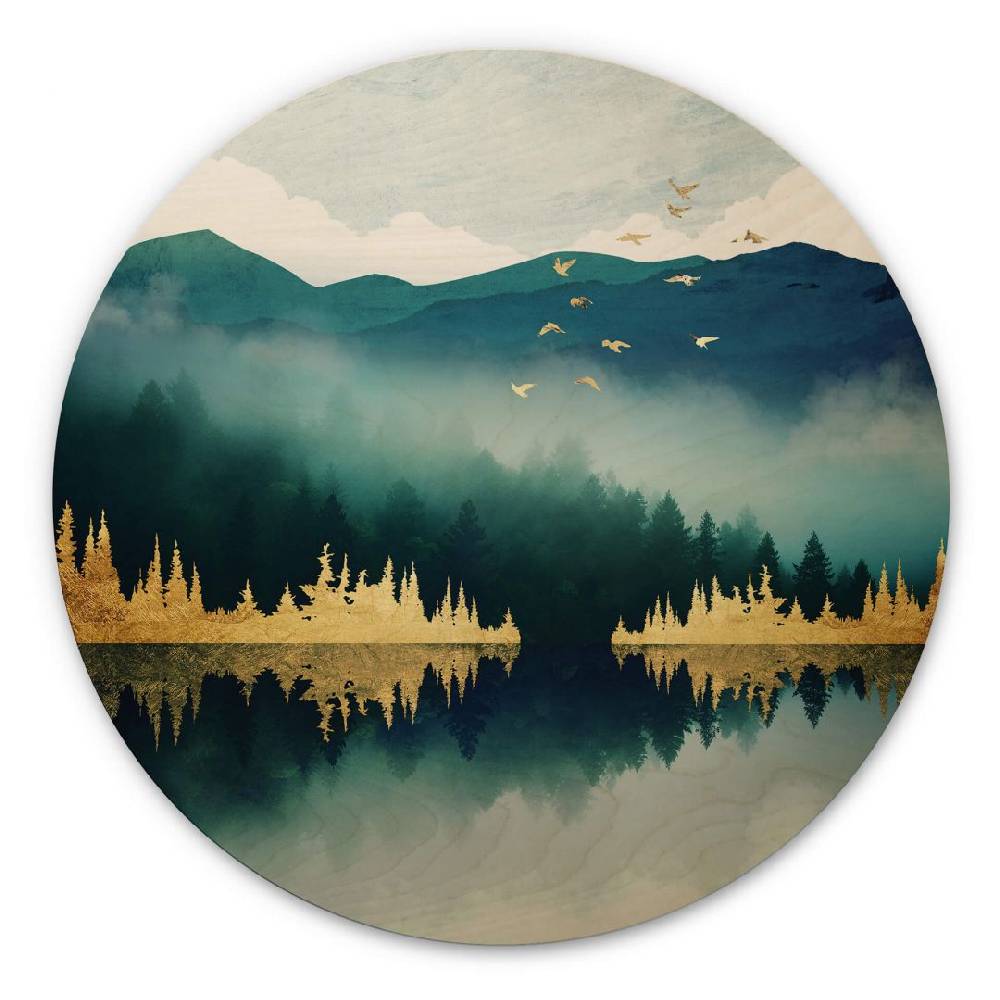 Kaeppel Holzbild SpaceFrog Designs - Morgenruhe - Rund