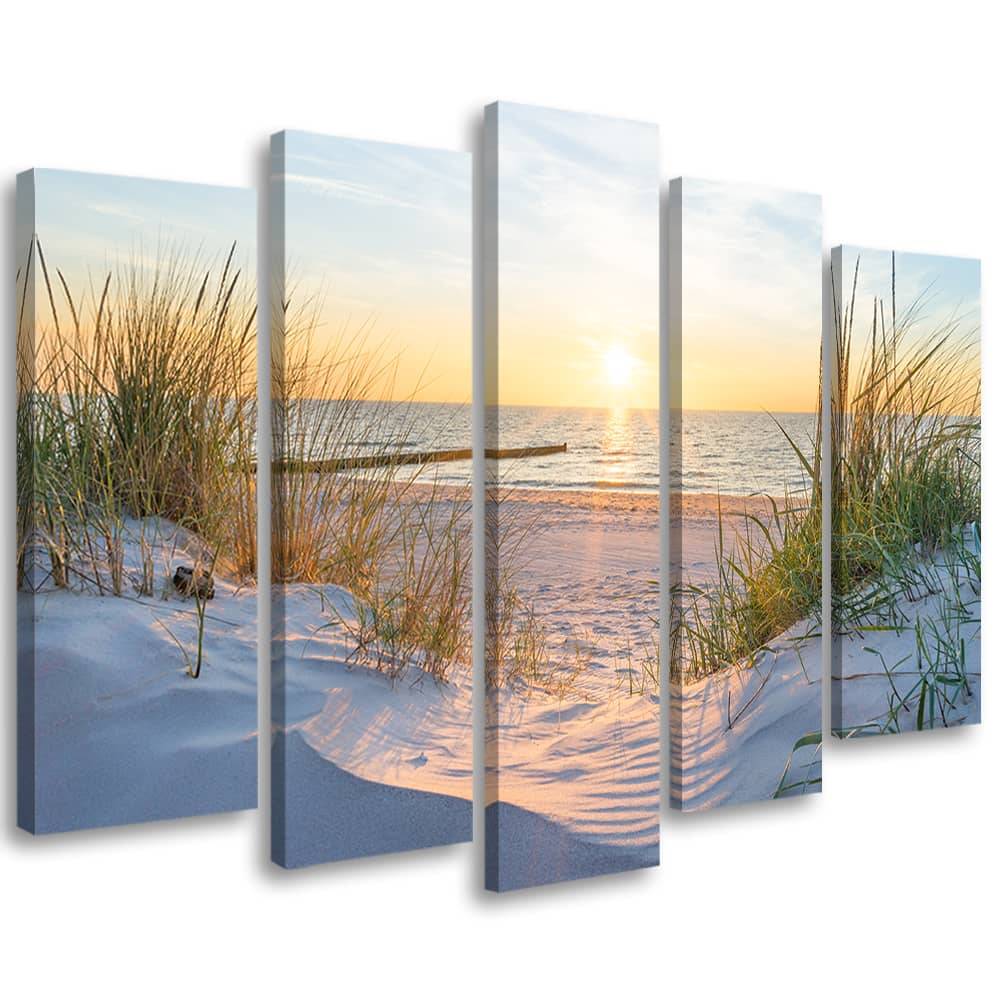 Kaeppel Leinwandbild 5 teilig, Meer Strand Dünen Sonne