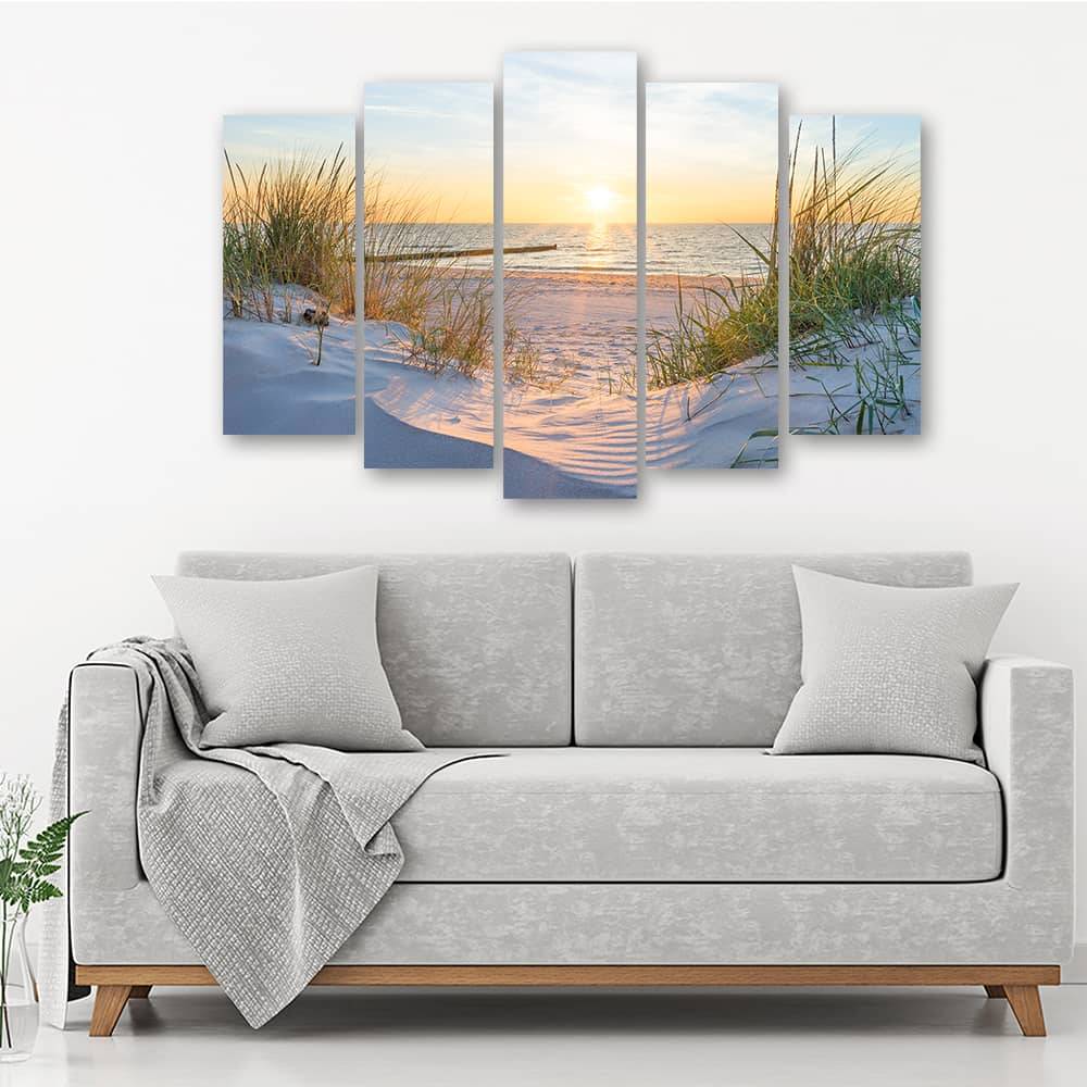 Kaeppel Leinwandbild 5 teilig, Meer Strand Dünen Sonne Verkauf