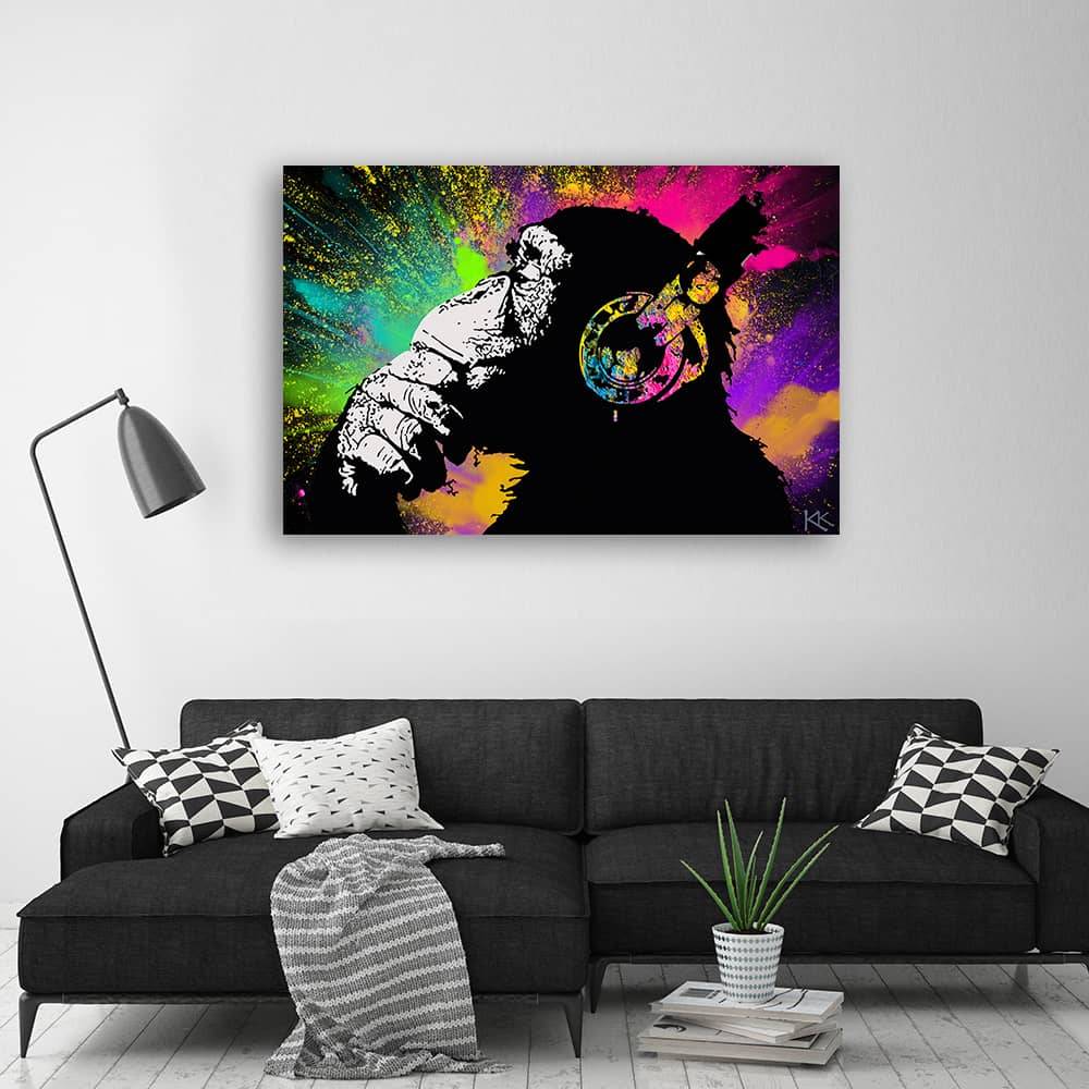 Kaeppel Leinwandbild, Banksy Bunter Affe Limitierter Zeitrabatt